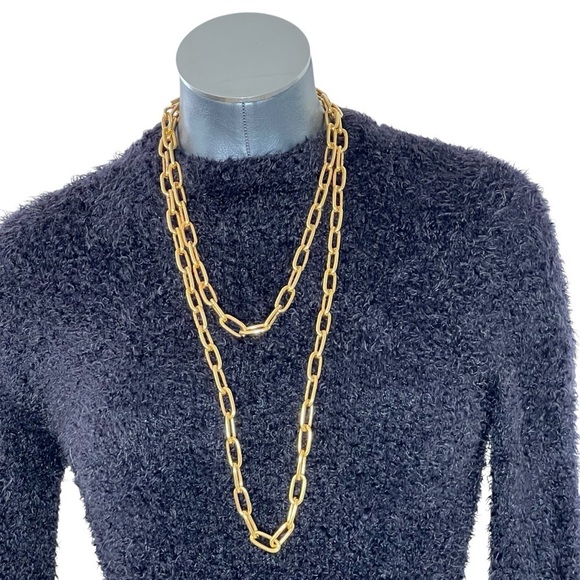 VTG AK ANNE KLEIN Classic Heavy Gold-tone Chain Link Metal Necklace 26" - Picture 1 of 15